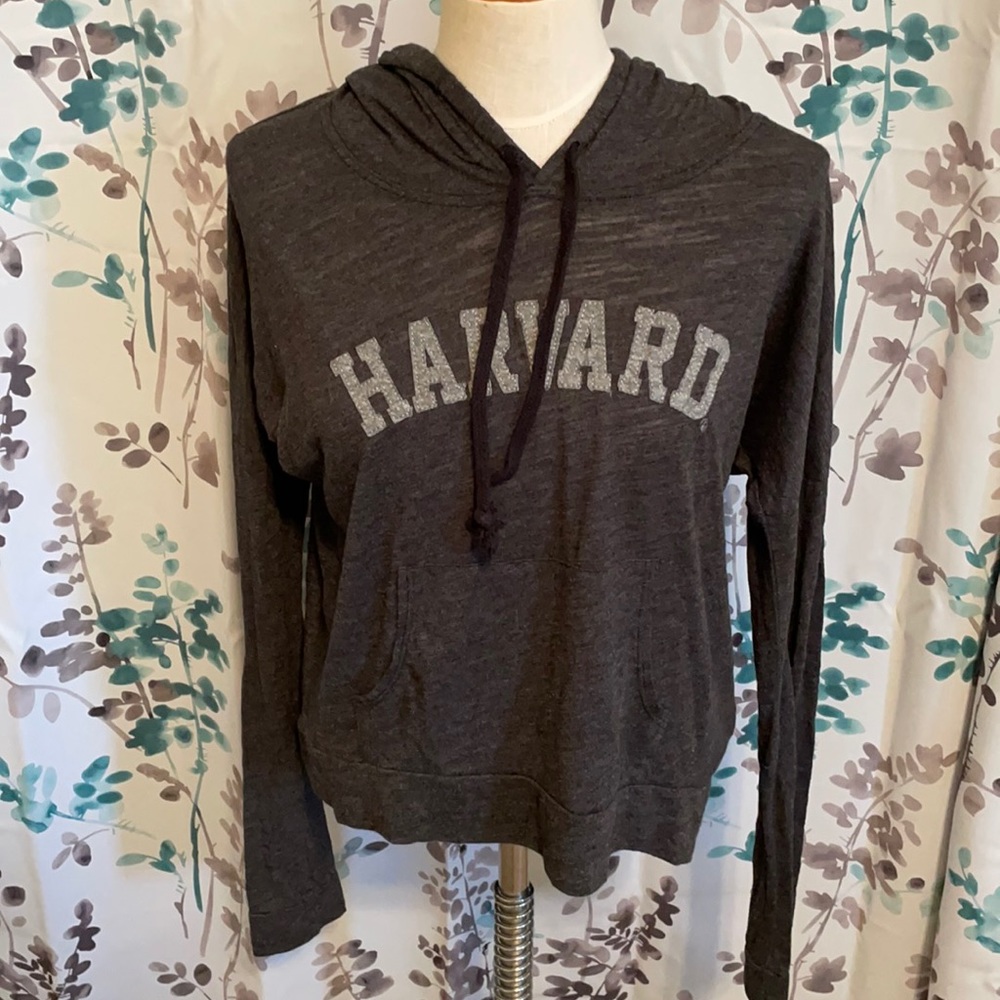 Long sleeve Harvard hooded tee shirt Size Small
